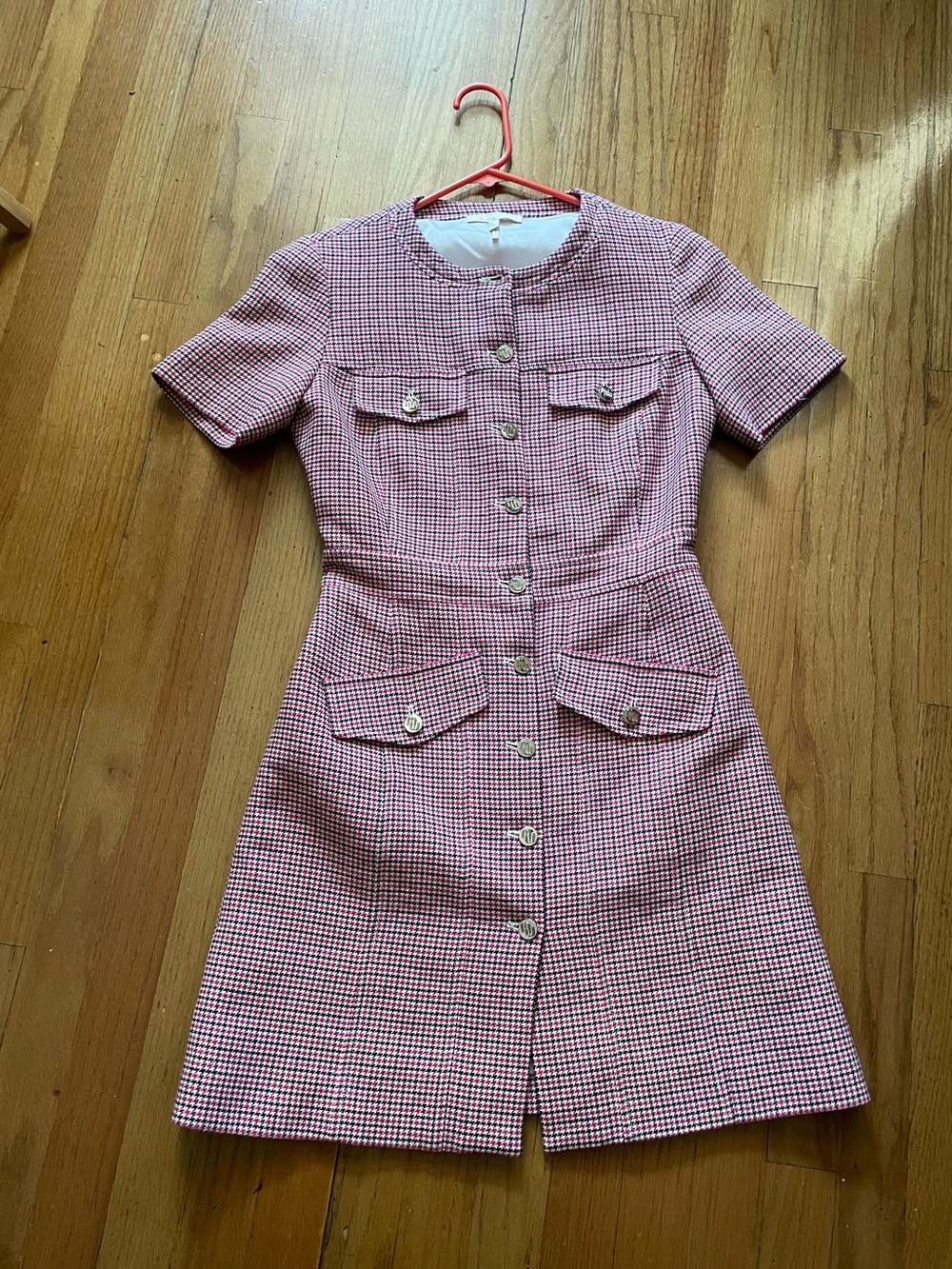 Maje Classic Red Gingham Button-Front Women's Dress  SZ 36